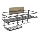 Schmieden Self-Adhesive Storage Hook Shelf with soap Holder self Adhesive Kitchen Organizer| Shelf for Bathroom Organizer with Hook| self Adhesive Shelf for Kitchen| Wall Shelf for Bathroom - Image 4